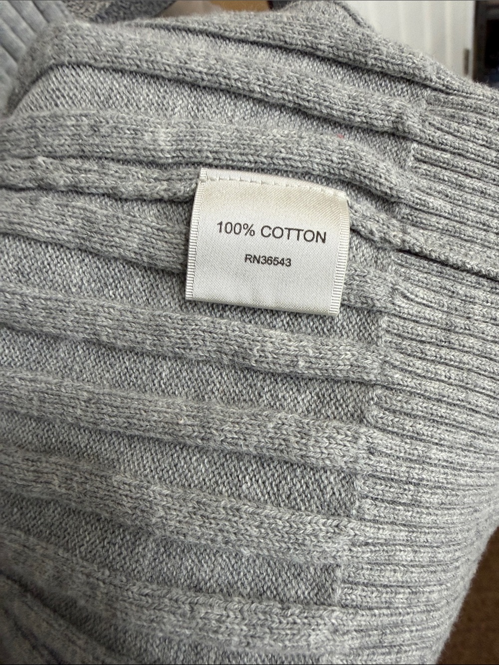 Van Heusen Light Gray Ribbed Ruffle-Trim Open Cardigan - Picture 3 of 5